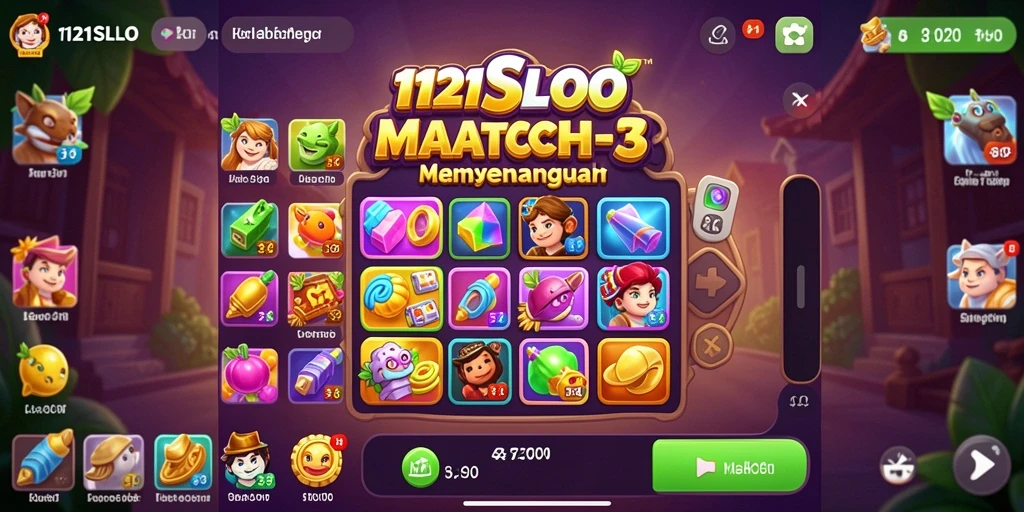 Screenshot gameplay menampilkan tantangan Match-3 yang menarik.