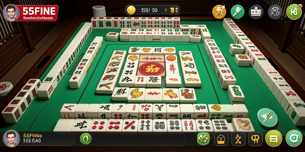 Screenshot gameplay Mahjong yang menarik dan seru di 55FIVE.