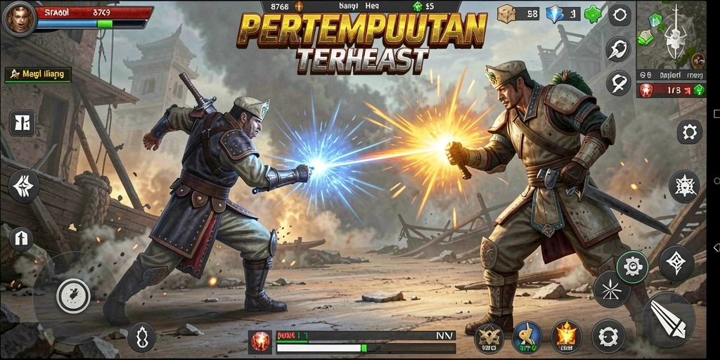 Tampilan gameplay pertempuran strategis di 8768.