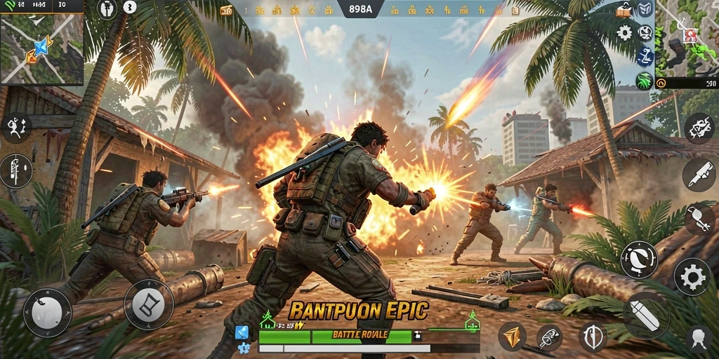 Gameplay seru di 898A dengan pertempuran Battle Royale.
