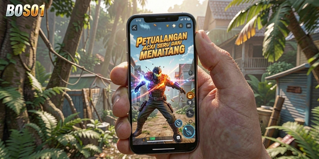 Tangkapan layar gameplay BOS01 yang menampilkan pertarungan seru.