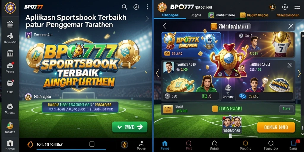 Tampilan antarmuka aplikasi BPO777 yang menarik untuk taruhan Sportsbook.