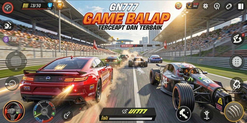 Gameplay GN777 yang mendebarkan dalam balapan cepat.