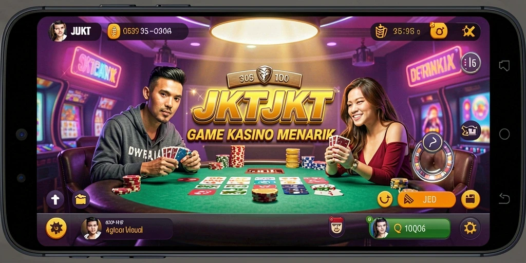 Tampilan gameplay menarik pada aplikasi JKTJKT yang penuh warna.