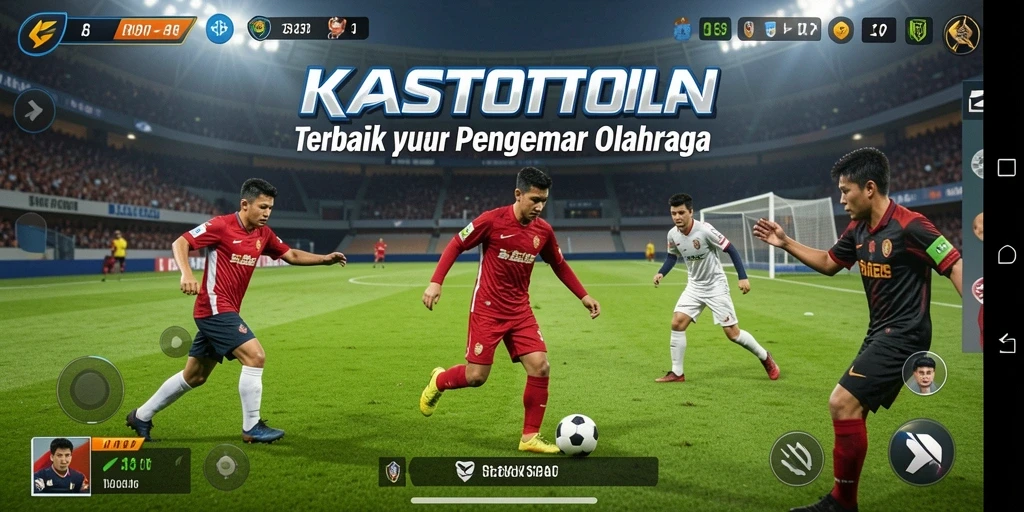 Screenshot gameplay KASTOTO yang menampilkan momen pertandingan sepak bola.