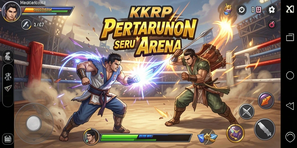 Tampilan intens dari gameplay Fighting dalam KKRP.