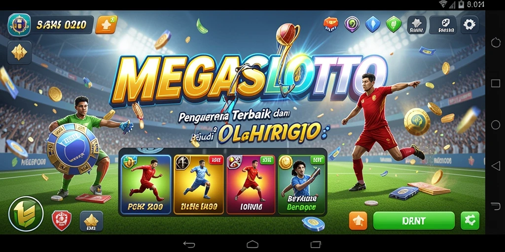 Tampilan menarik dari gameplay MEGASLOTO dengan fitur Sportsbook.