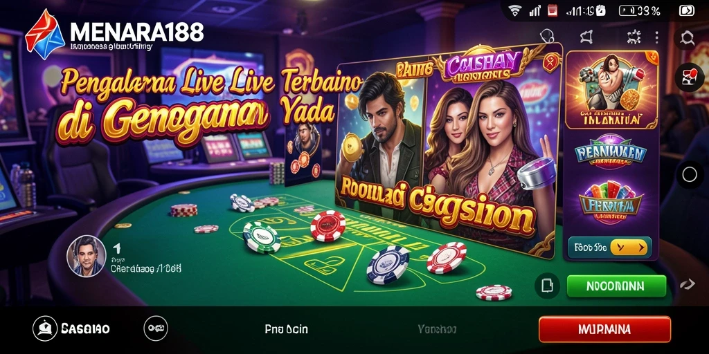 Screenshot gameplay MENARA188 yang menampilkan suasana Live Casino yang mendebarkan.