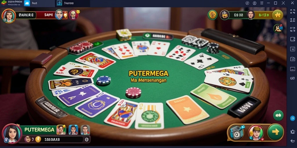Tampilan gameplay PUTERMEGA yang seru dan menarik saat bermain Gaple.
