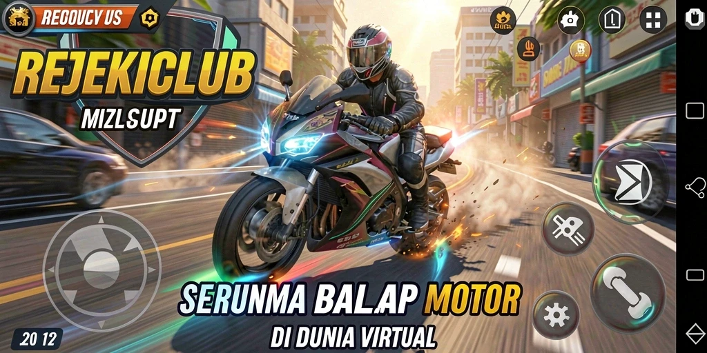 Tampilan seru gameplay balap motor di REJEKICLUB.