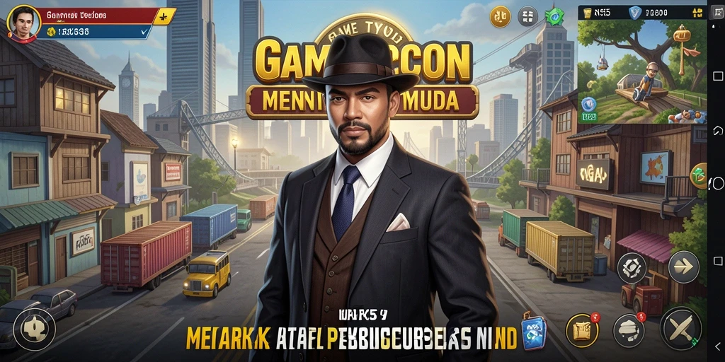 Tangkapan layar gameplay RK55 yang menunjukkan manajemen bisnis yang seru.