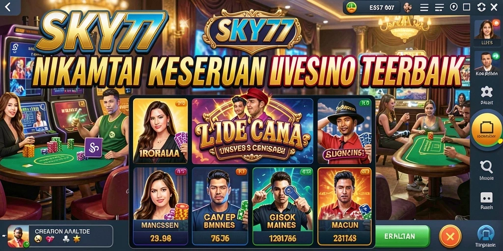 Tangkapan layar dari gameplay Live Casino yang mendebarkan di SKY77.
