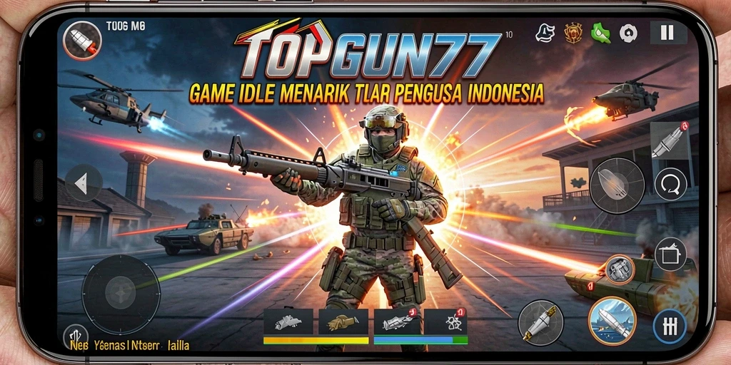 Screenshot gameplay menunjukkan karakter dan fitur menarik dalam TOPGUN77.
