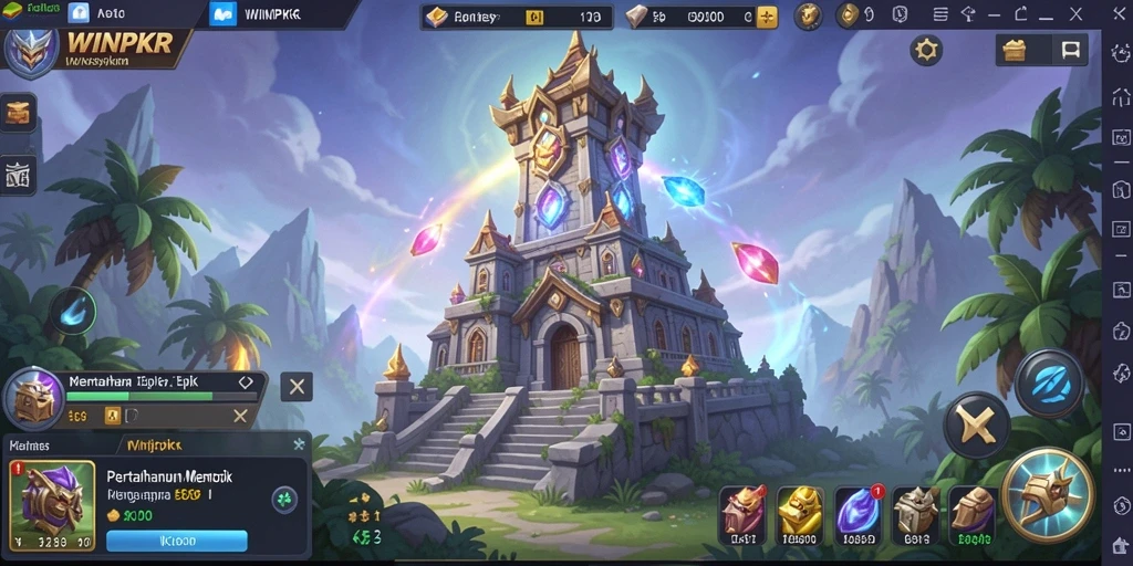 Tangkapan layar dari gameplay WINPKR yang menunjukkan pertahanan yang dinamis.