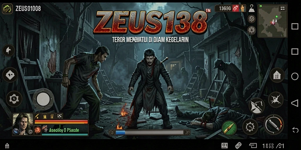 Gameplay ZEUS138 menampilkan suasana horor yang mencekam dan atmosfer gelap.